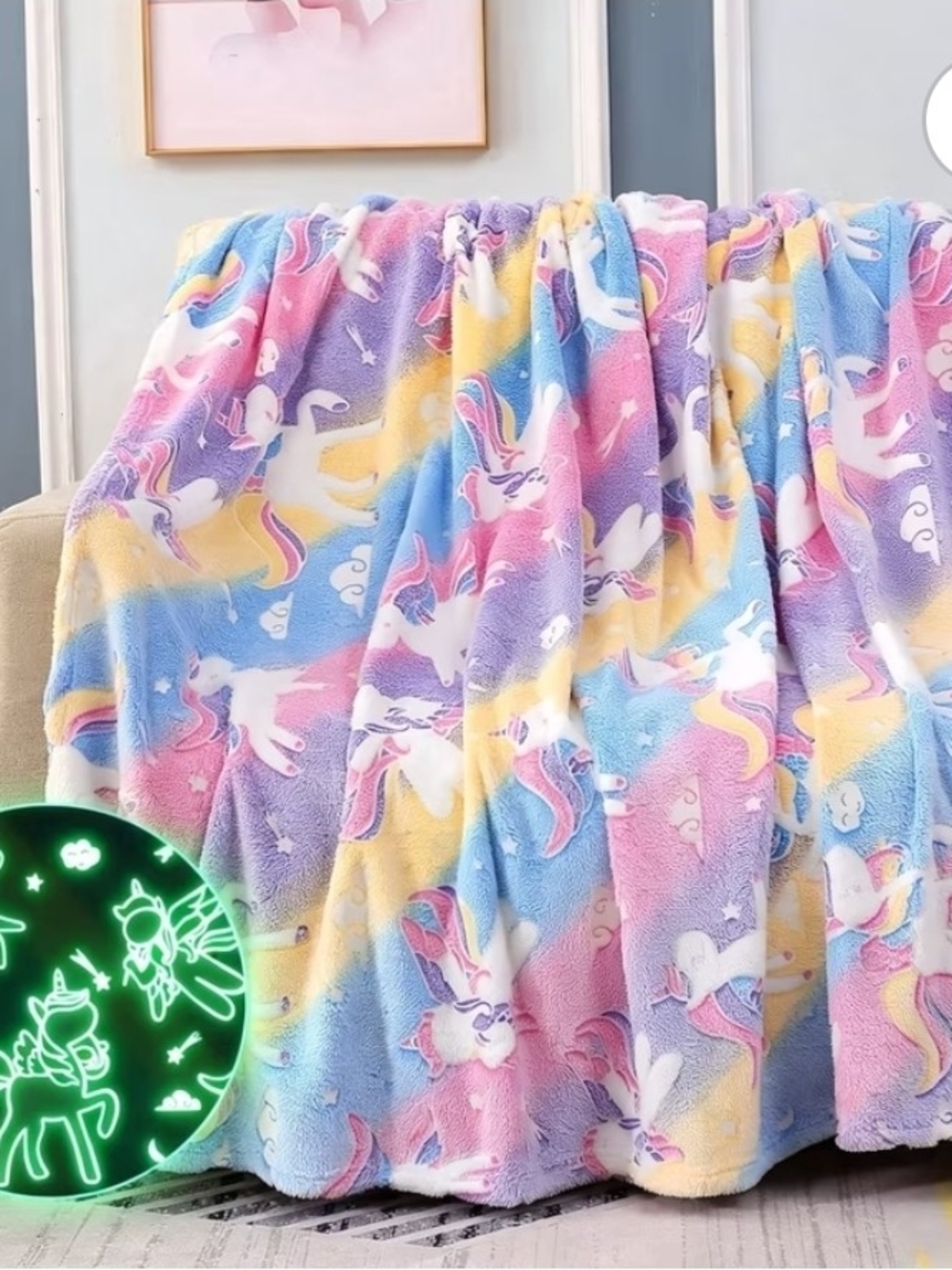 Glow in the Dark Unicorn Blanket 🦄✨ | Soft | Crib Size / Throw